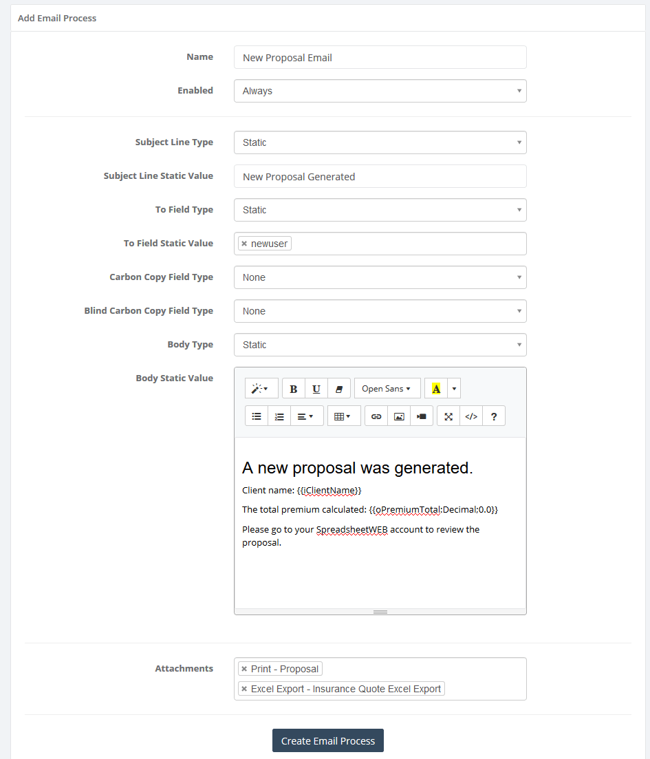 Email Process - SpreadsheetWeb Help