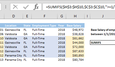How to SUM values between two dates using SUMIFS formula