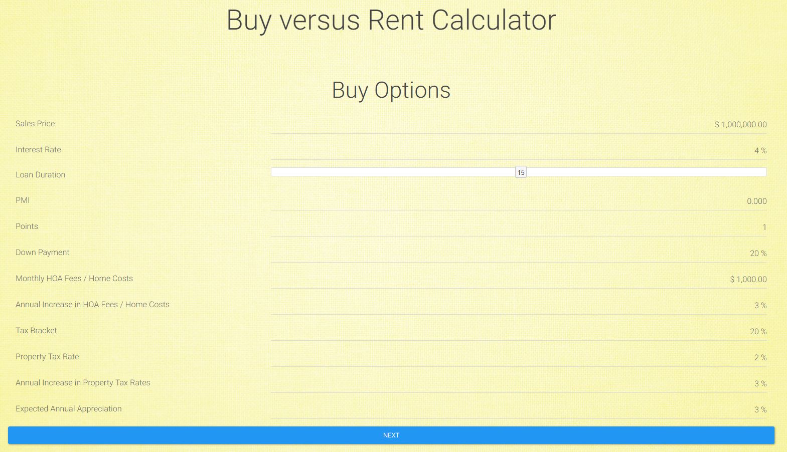 rent versus buy home calculator