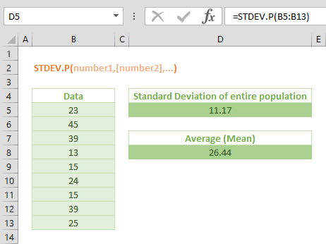 Excel STDEV.P Function