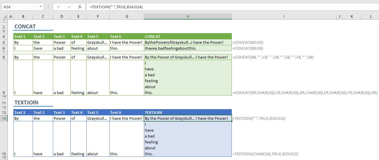 TEXTJOIN and CONCAT