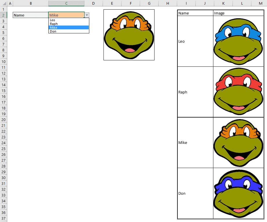 How to make image lookup in Excel