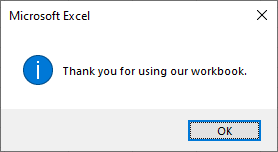 How to show a welcome message in Excel 05