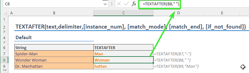 Excel TEXTAFTER Function 01 - Default